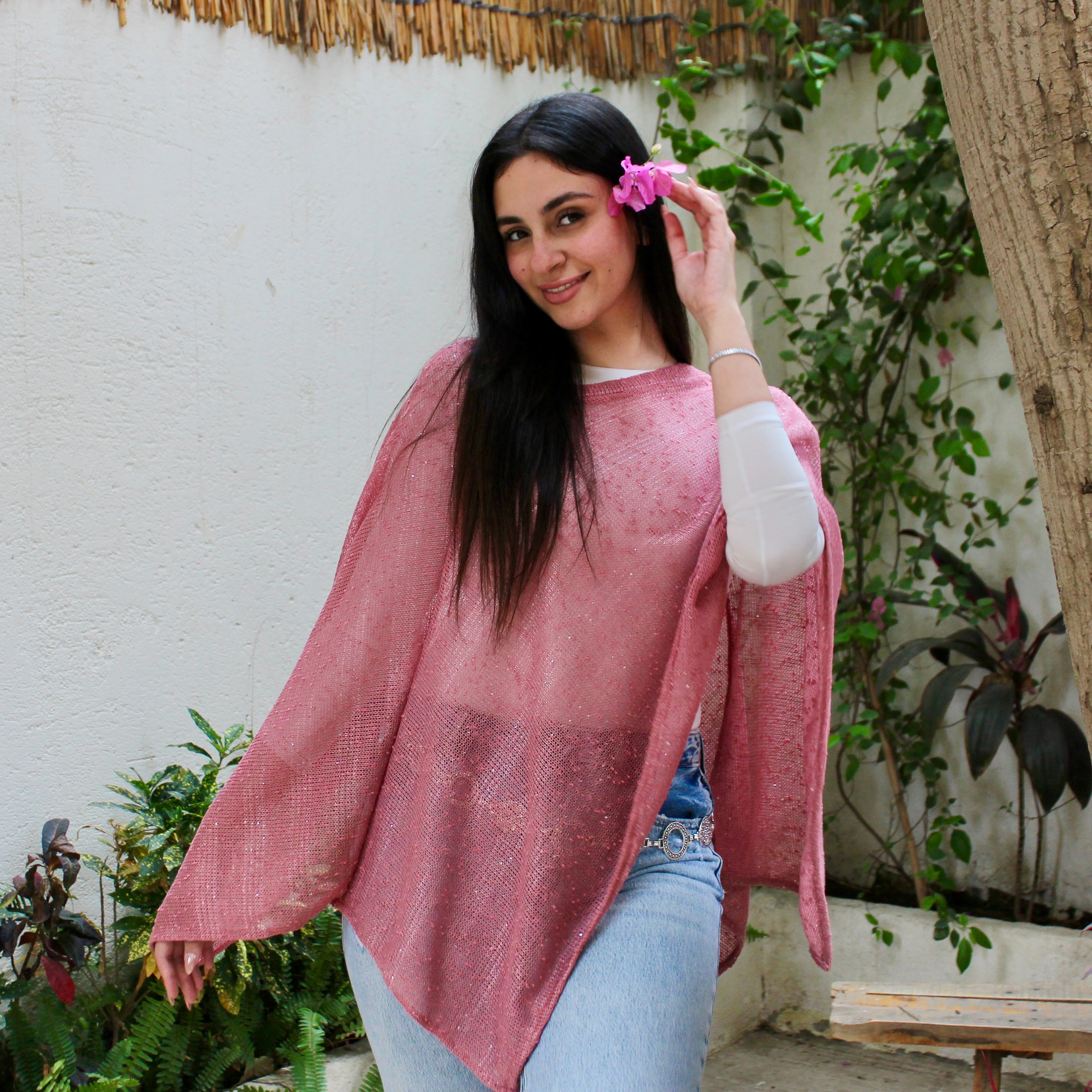 Glitter cape ( white - pink- gold )