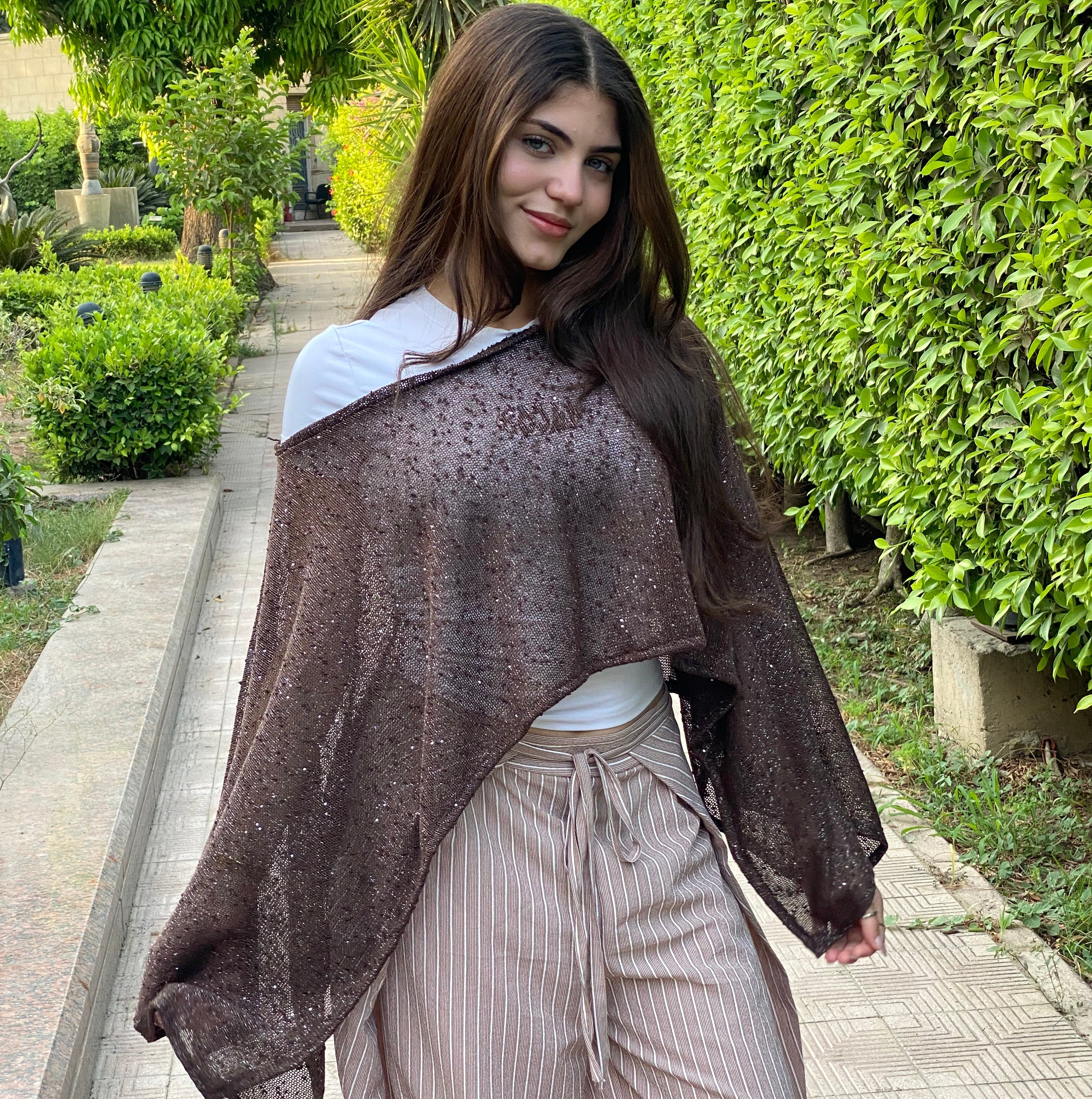 Glitter cape ( white - gold- Brown )