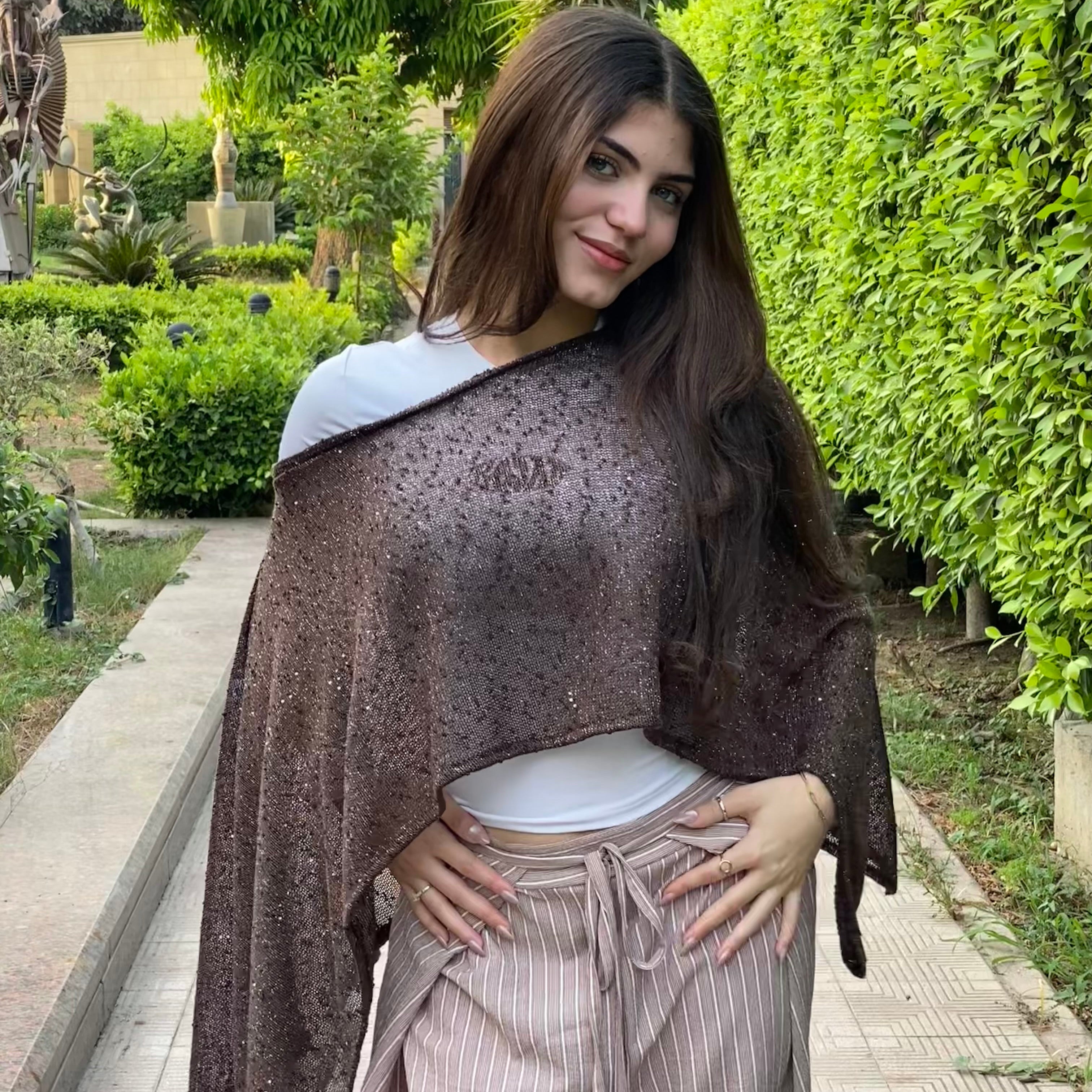 Glitter cape ( white - gold- Brown )