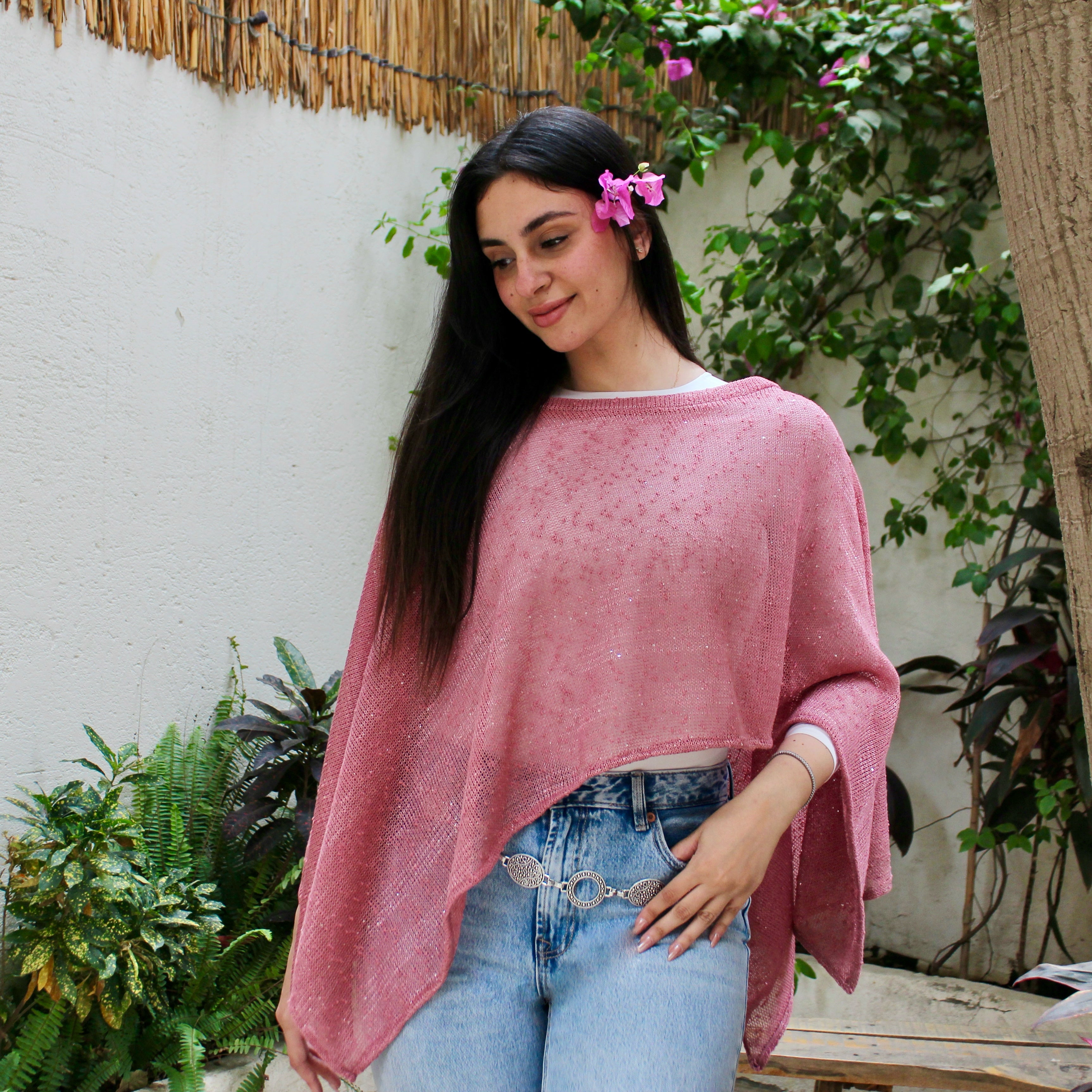 Glitter cape ( white - pink- gold )