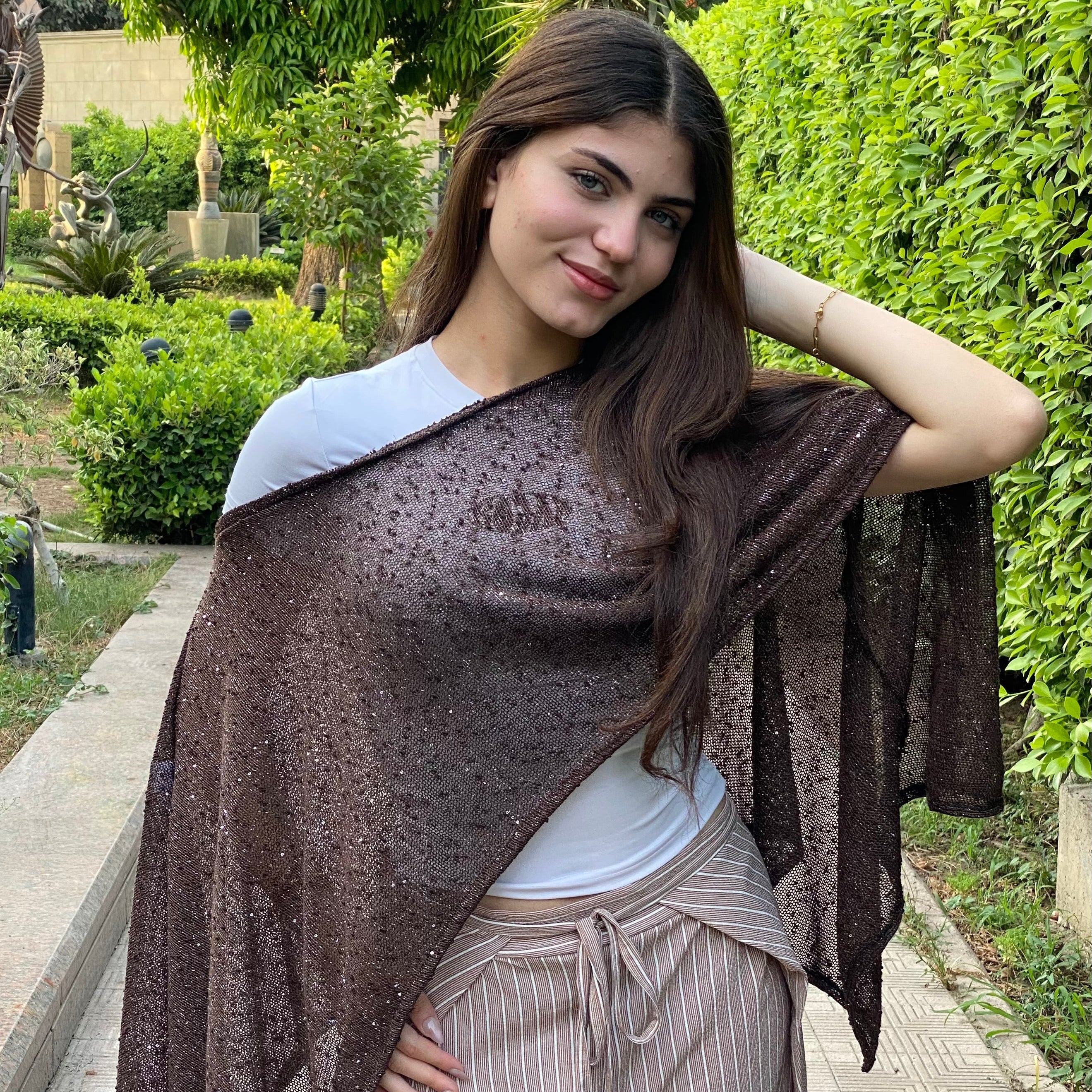 Glitter cape ( white - gold- Brown )