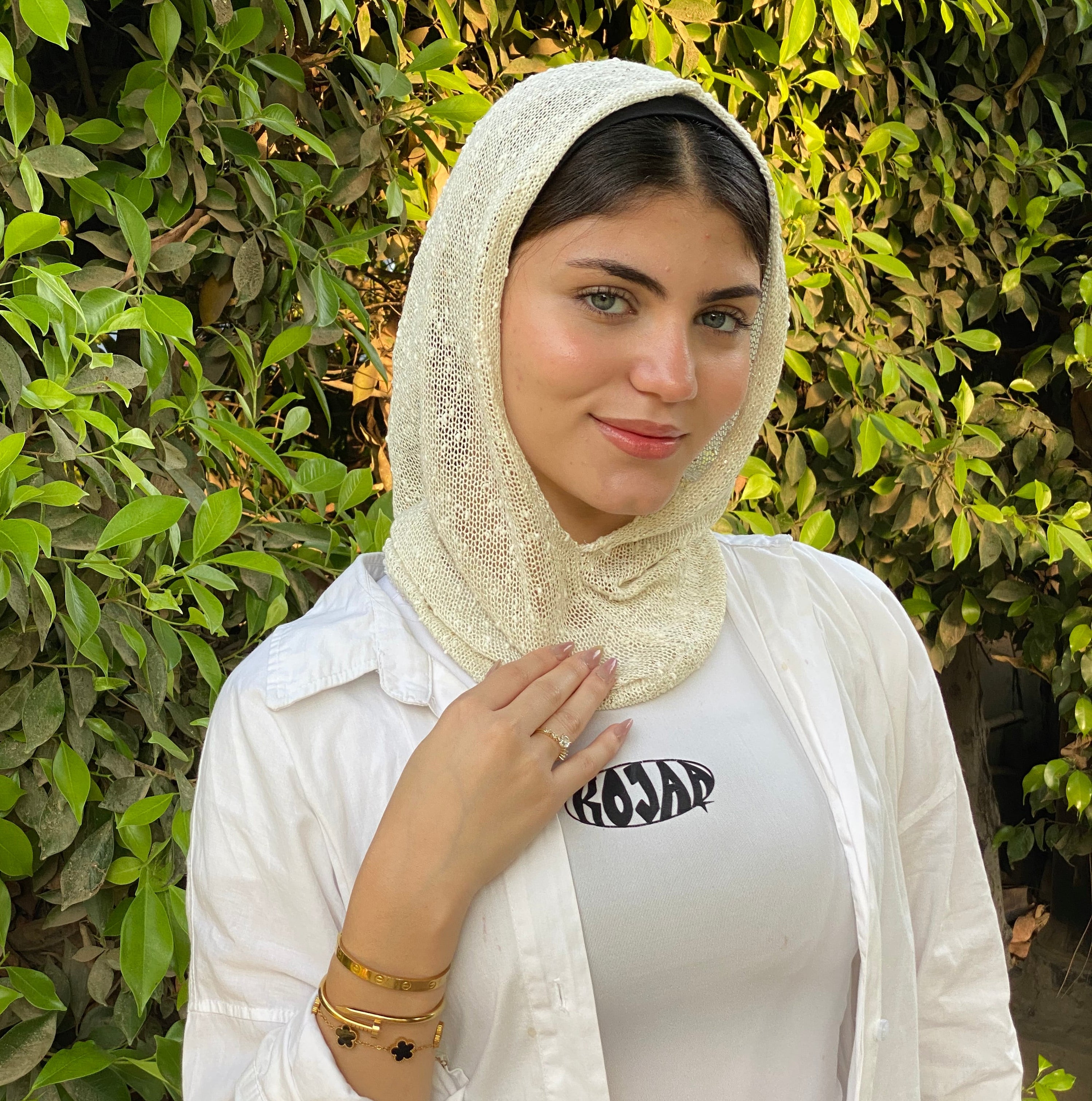 A Shimmer balaclava ( black- brown- gold- white)