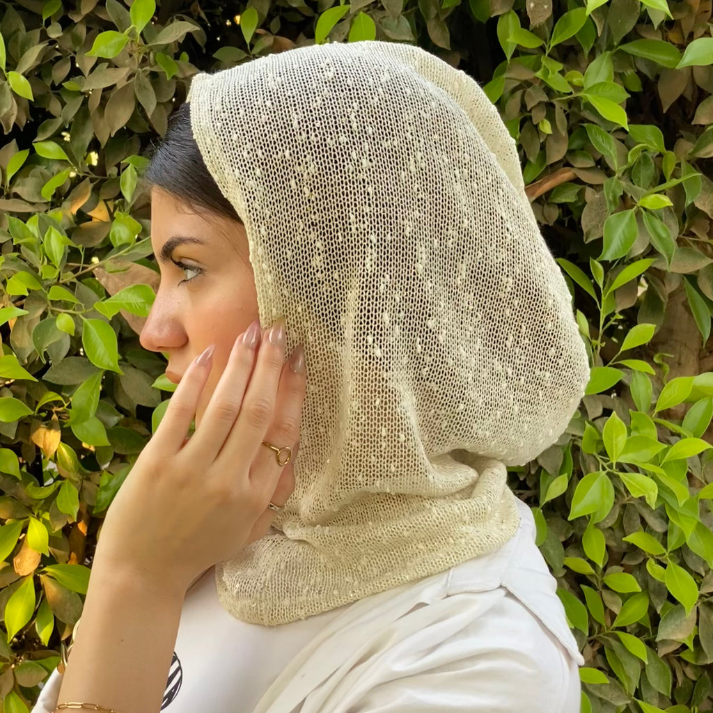 A Shimmer balaclava ( black- brown- gold- white)