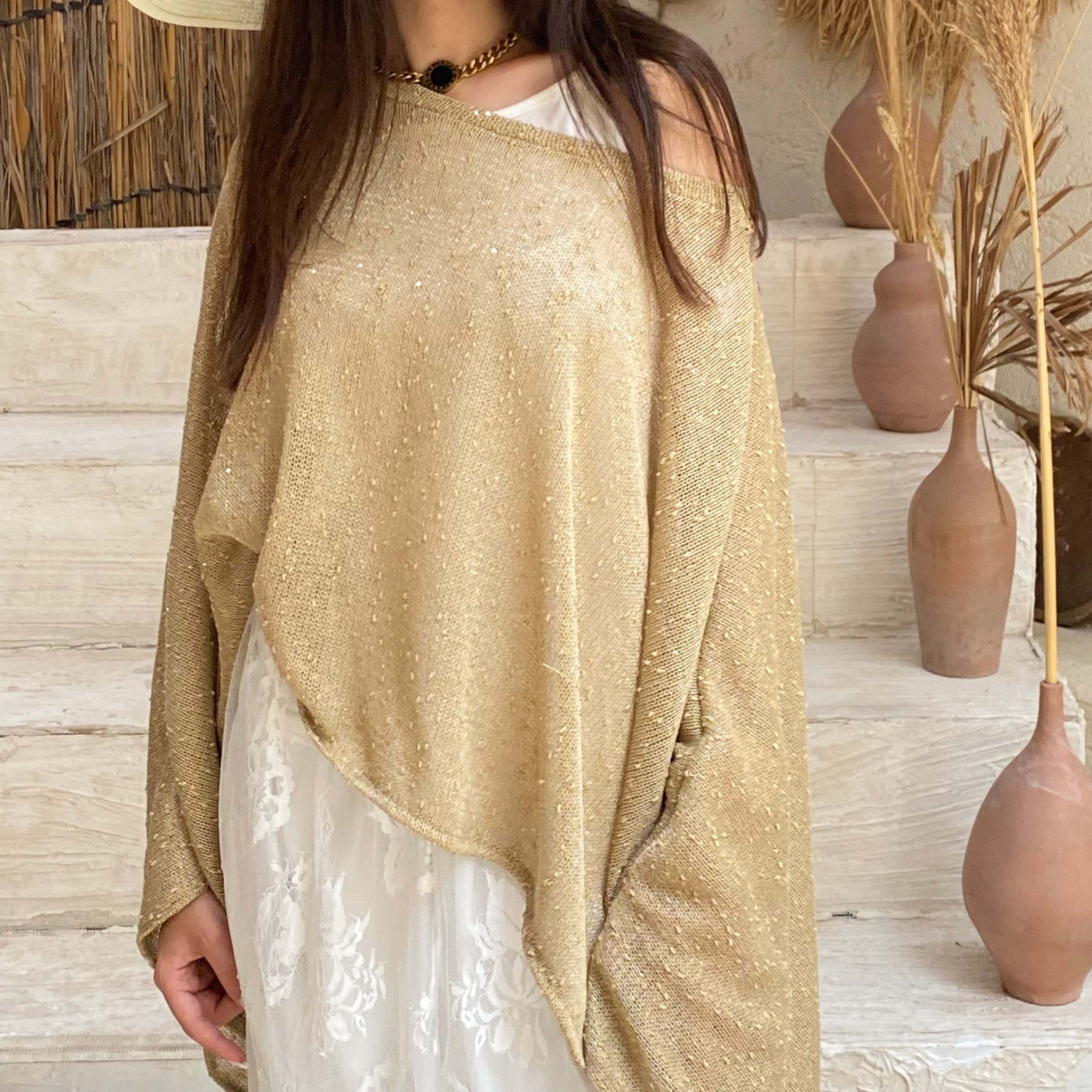Glitter cape ( white - pink- gold )