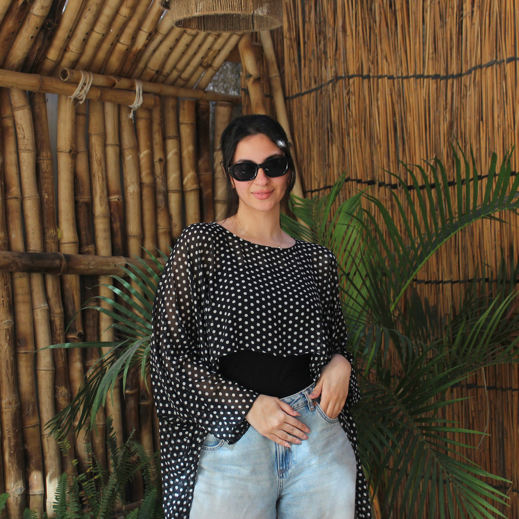 Polka dots cape ( black & white)