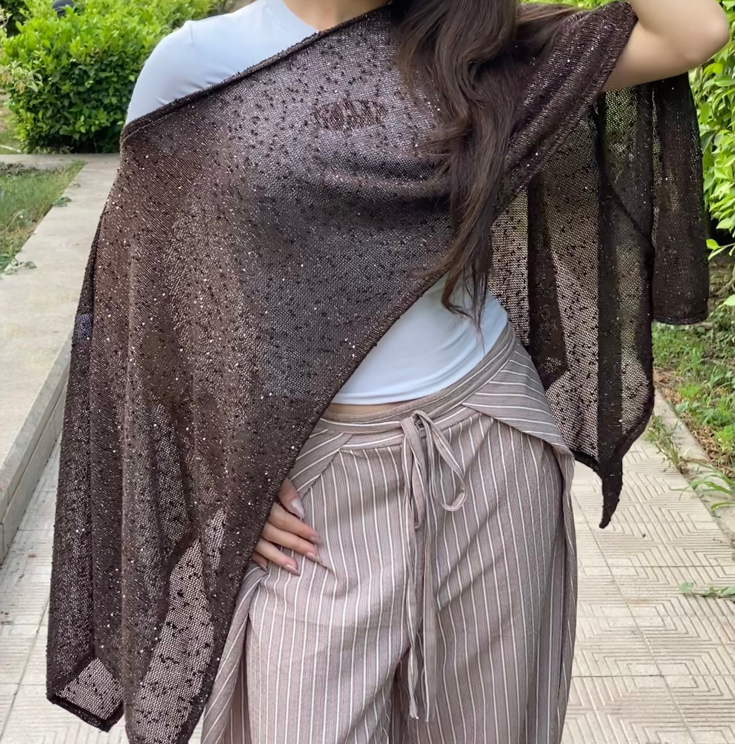 Glitter cape ( white - gold- Brown )