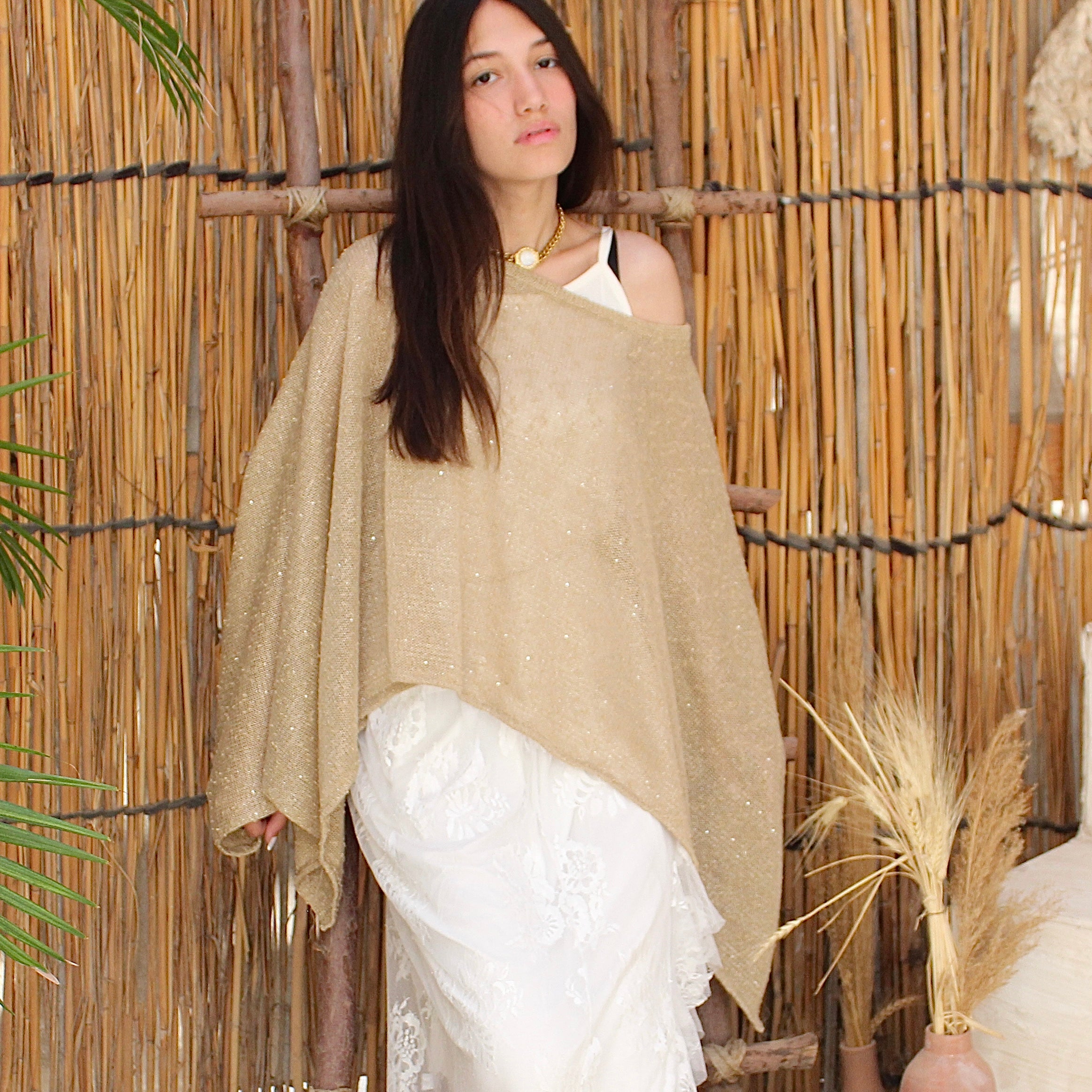 Glitter cape ( white - pink- gold )