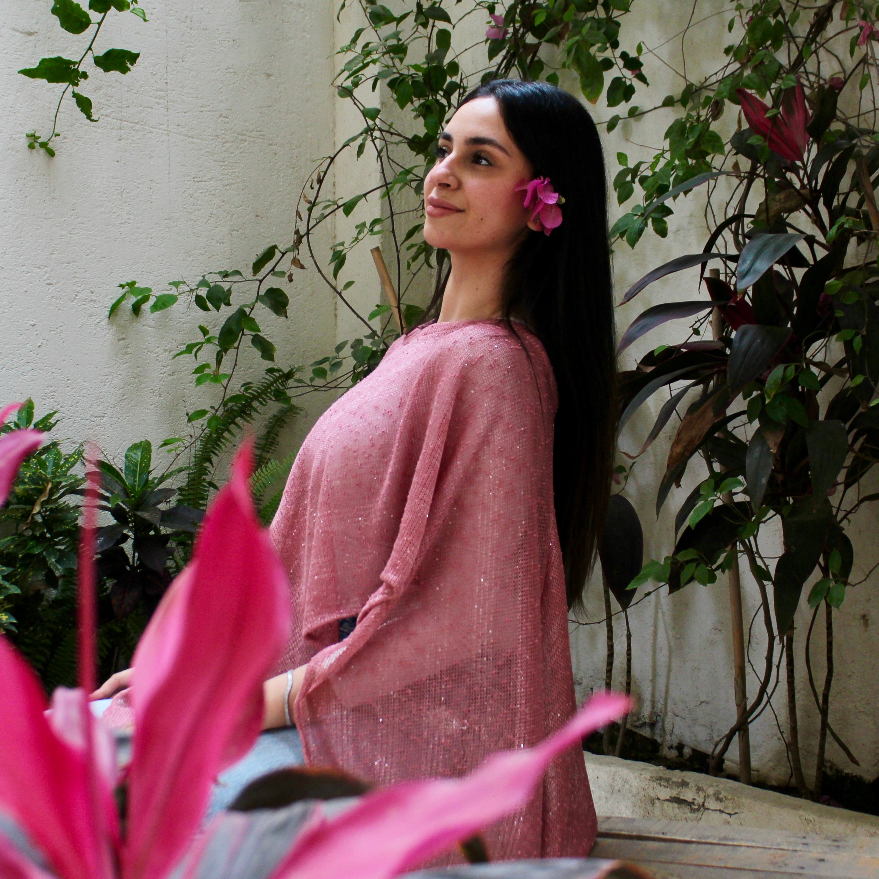Glitter cape ( white - pink- gold )